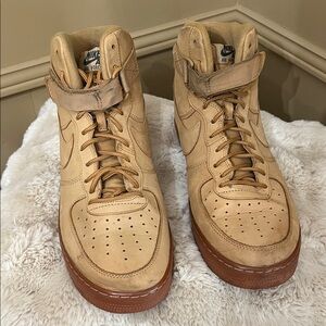 Nike Air Force 1 High Top Sneakers in Flax/ Wheat Colorway Size 12